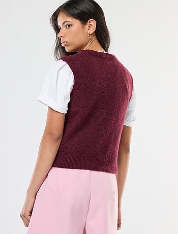 Pullover senza maniche in lana e mohair misto