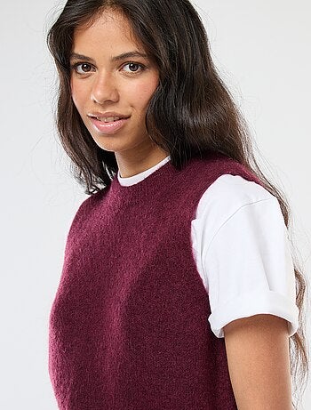 Pullover senza maniche in lana e mohair misto