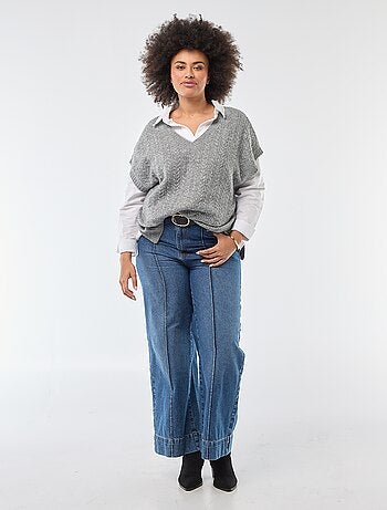 Pullover senza maniche in maglia a trecce a grosso spessore