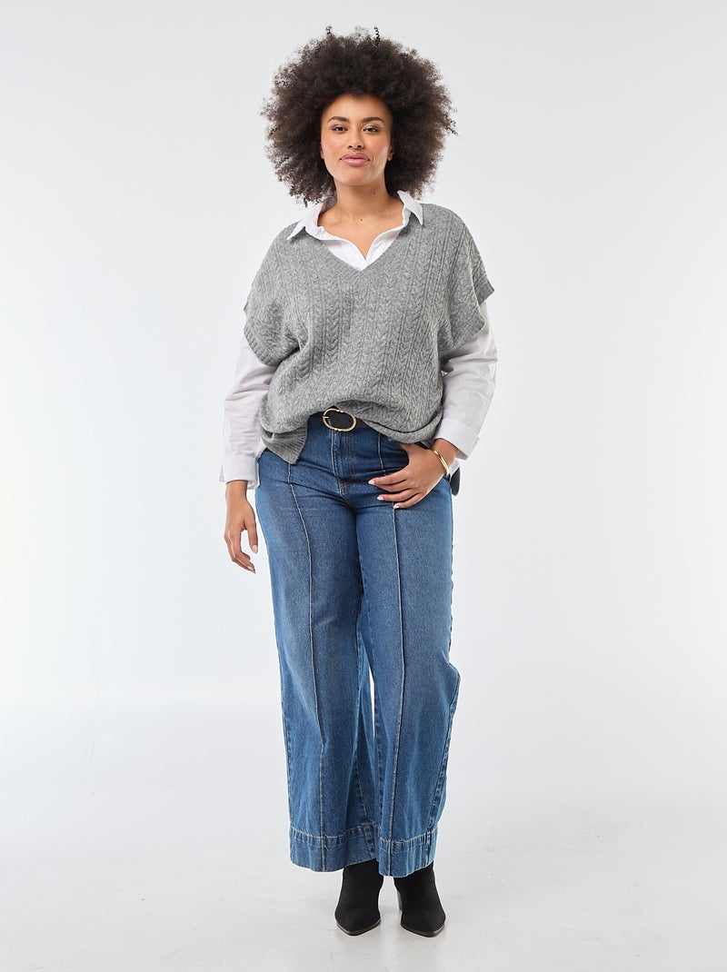 Pullover senza maniche in maglia a trecce a grosso spessore Grigio - Kiabi