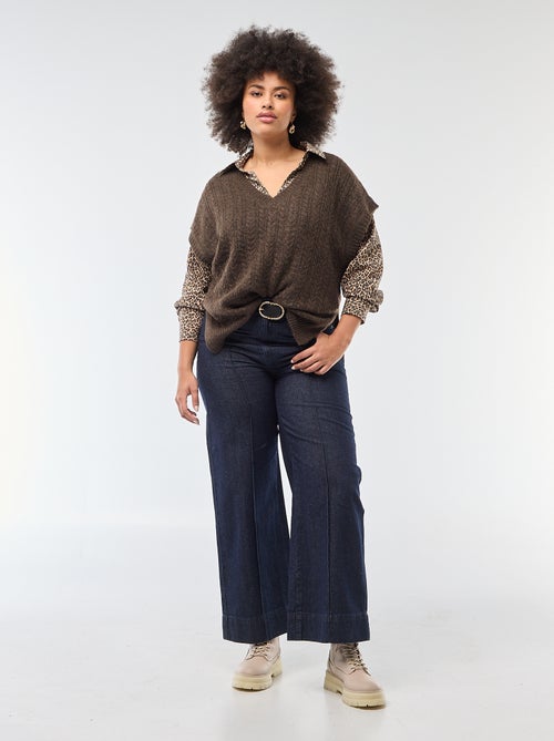 Pullover senza maniche in maglia a trecce a grosso spessore - Kiabi