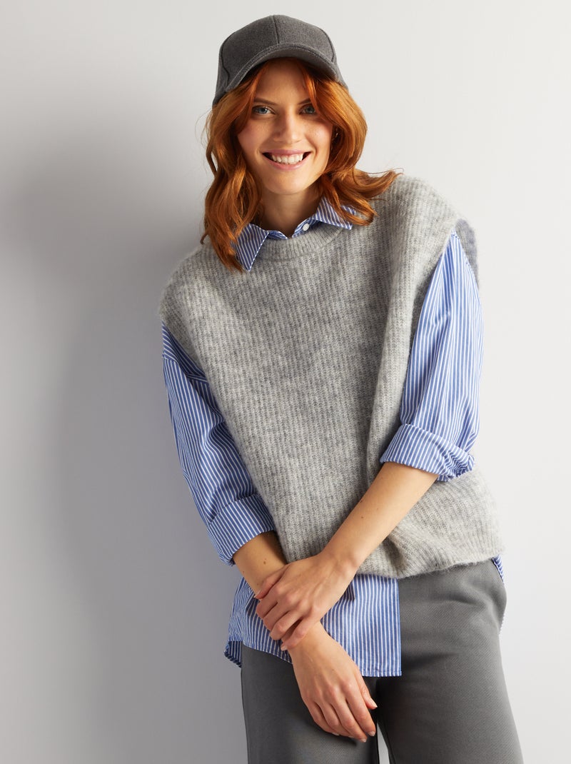 Pullover senza maniche in misto lana e mohair GRIGIO - Kiabi