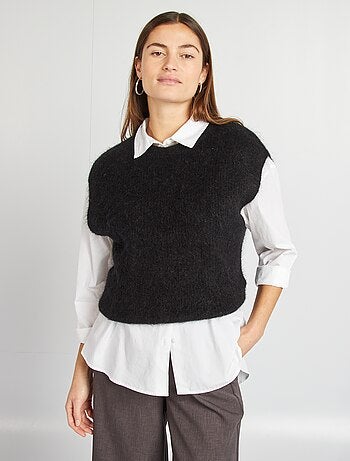 Pullover senza maniche in misto lana e mohair