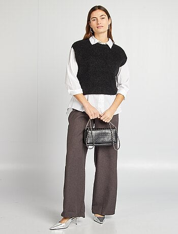 Pullover senza maniche in misto lana e mohair