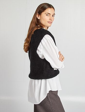 Pullover senza maniche in misto lana e mohair