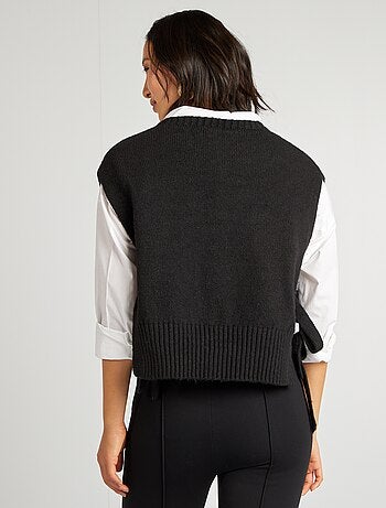 Pullover senza maniche in misto lana