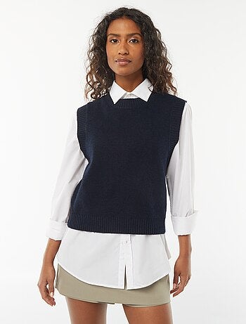 Pullover senza maniche lavorato a maglia