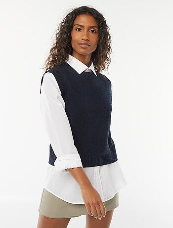 Pullover senza maniche lavorato a maglia