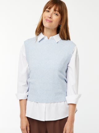 Pullover senza maniche lavorato a maglia