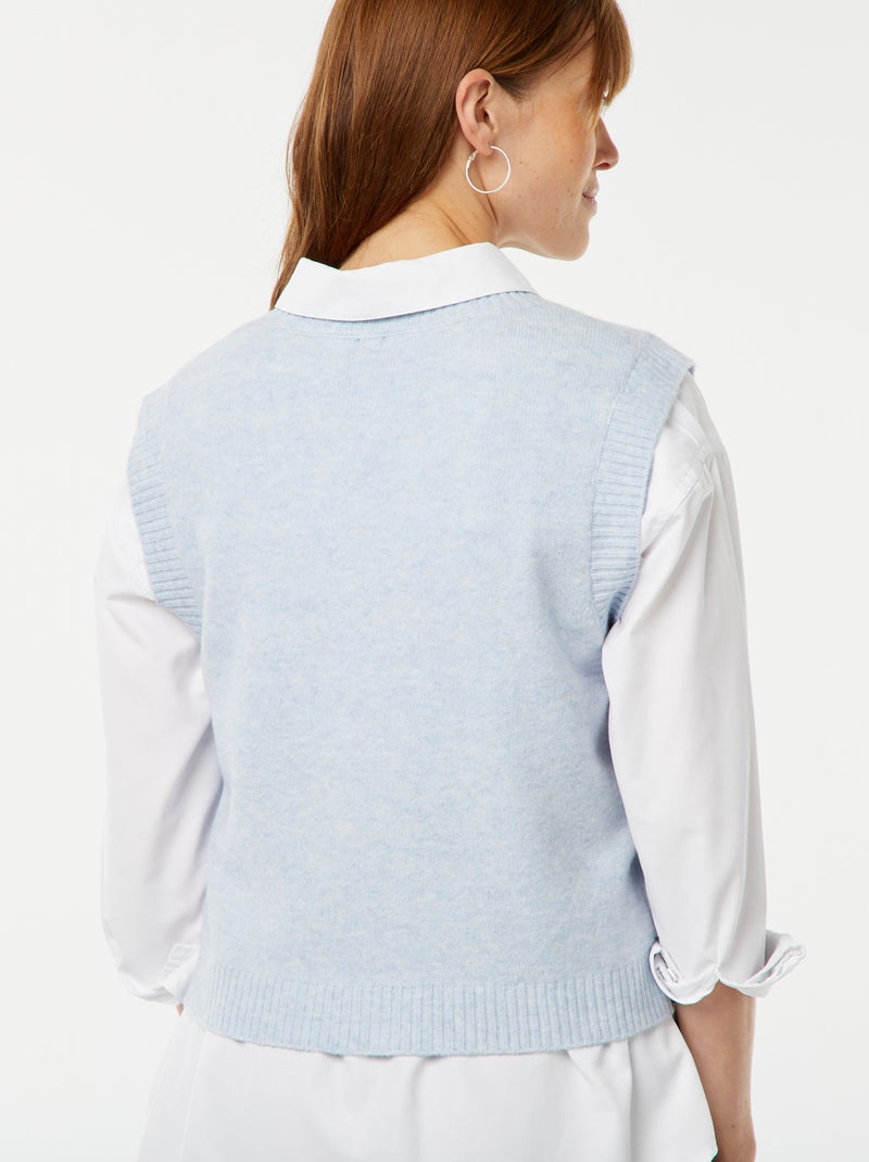 Pullover senza maniche lavorato a maglia blu - Kiabi