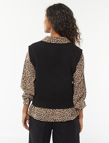 Pullover senza maniche lavorato a maglia