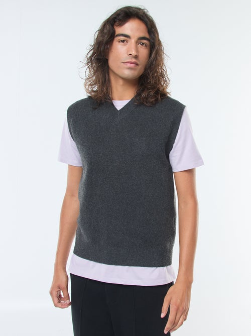 Pullover senza maniche lavorato a maglia scollo a V - Kiabi