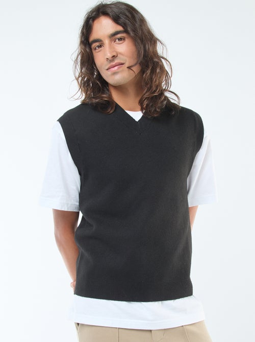 Pullover senza maniche lavorato a maglia scollo a V - Kiabi