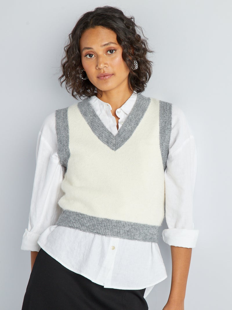 Pullover senza maniche motivo jacquard GRIGIO - Kiabi