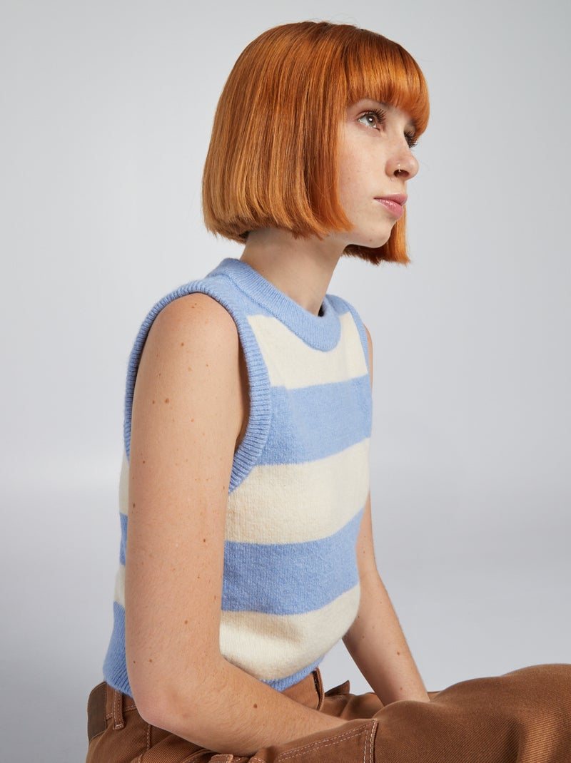 Pullover senza maniche scollo tondo BLU - Kiabi