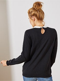 Pullover sottile collo alla collegiale - Kiabi
