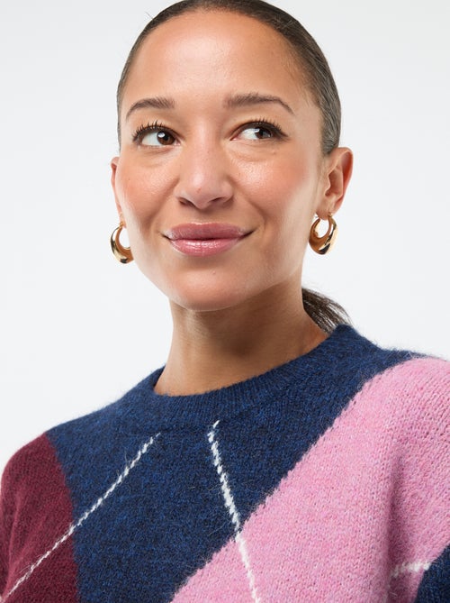 Pullover stampato a quadri jacquard - Kiabi