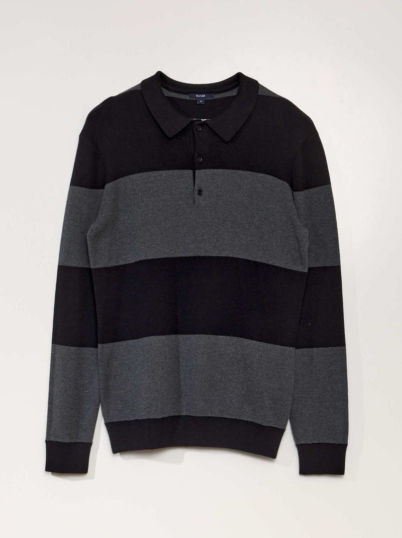 Pullover stile polo a maniche lunghe NERO - Kiabi