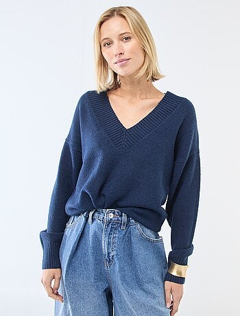 Pullover a V tinta unita