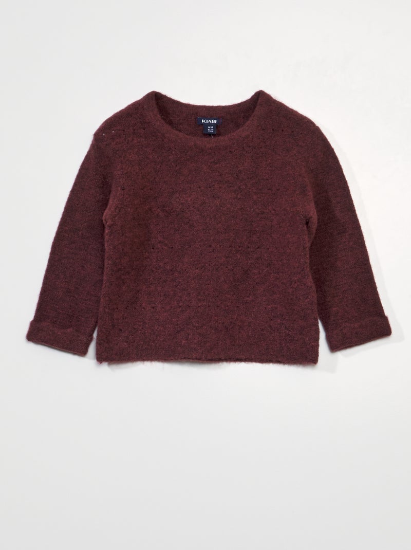 Pullover tinta unita in maglia traforata rosso mattone - Kiabi