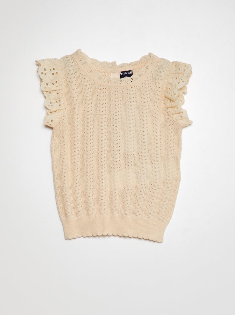 Pullover traforato con maniche corte BIANCO - Kiabi