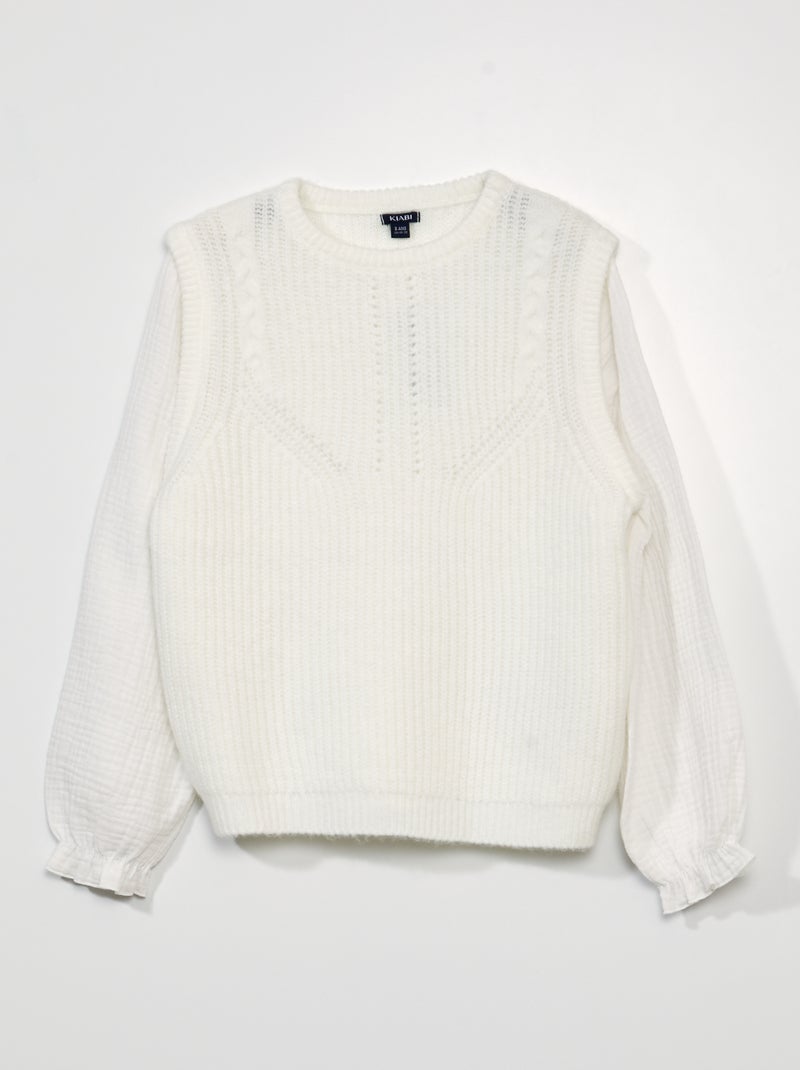 Pullover trompe-l'oeil con gilet senza maniche Bianco - Kiabi