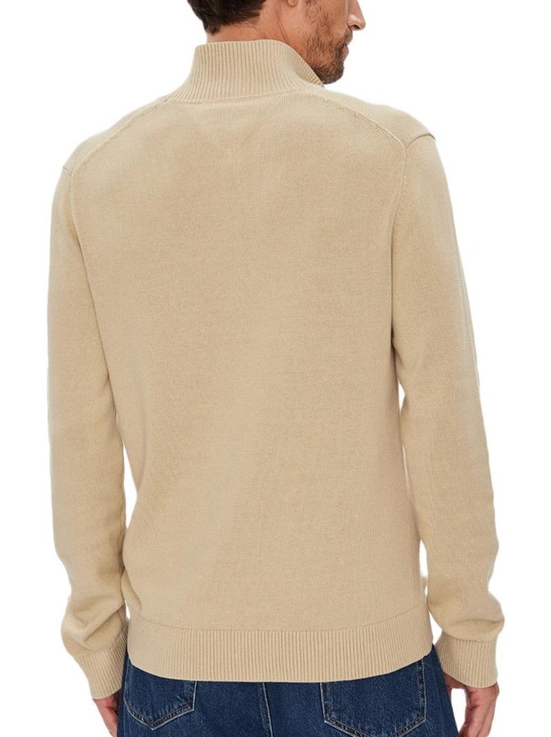 Pullover Uomo Tommy Hilfiger con Zip 1/4 Beige - Kiabi