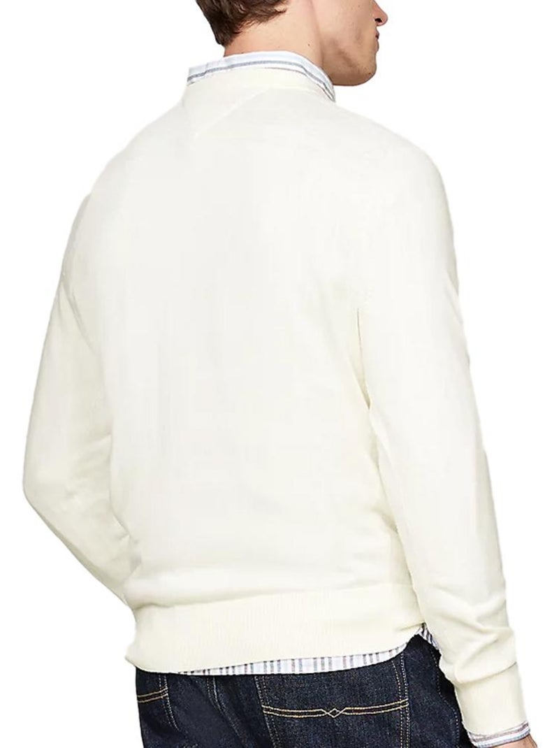 Pullover Uomo Tommy Hilfiger Pima Cotone Bianco - Kiabi