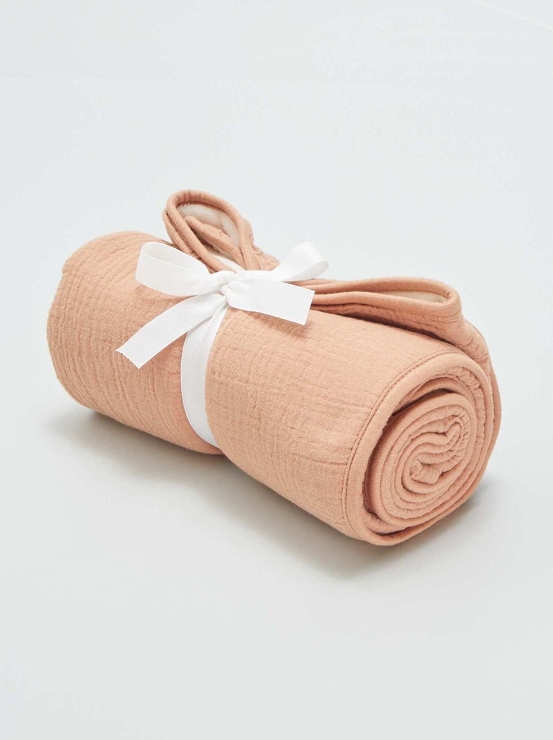 Quadrato neonato coperta in garza di cotone BEIGE - Kiabi