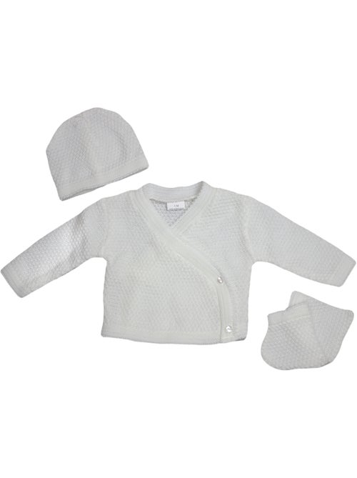 Questo set di cardigan, berretto e scarpine in maglia di Les Chatounets - Kiabi
