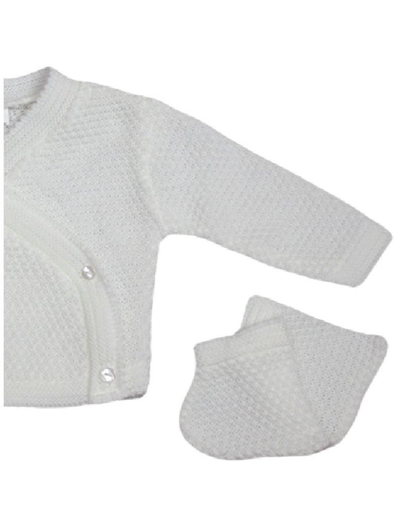 Questo set di cardigan, berretto e scarpine in maglia di Les Chatounets Bianco - Kiabi
