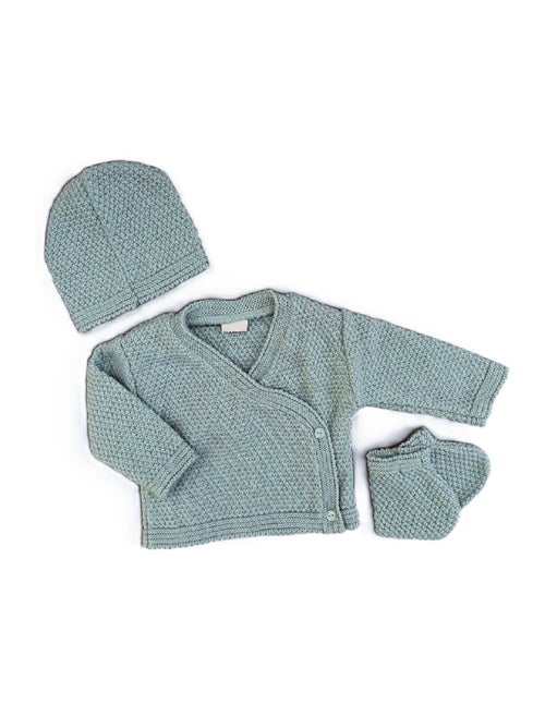 Questo set di cardigan, berretto e scarpine in maglia di Les Chatounets - Kiabi