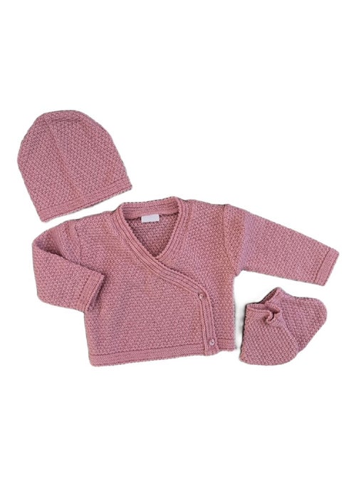 Questo set di cardigan, berretto e scarpine in maglia di Les Chatounets - Kiabi