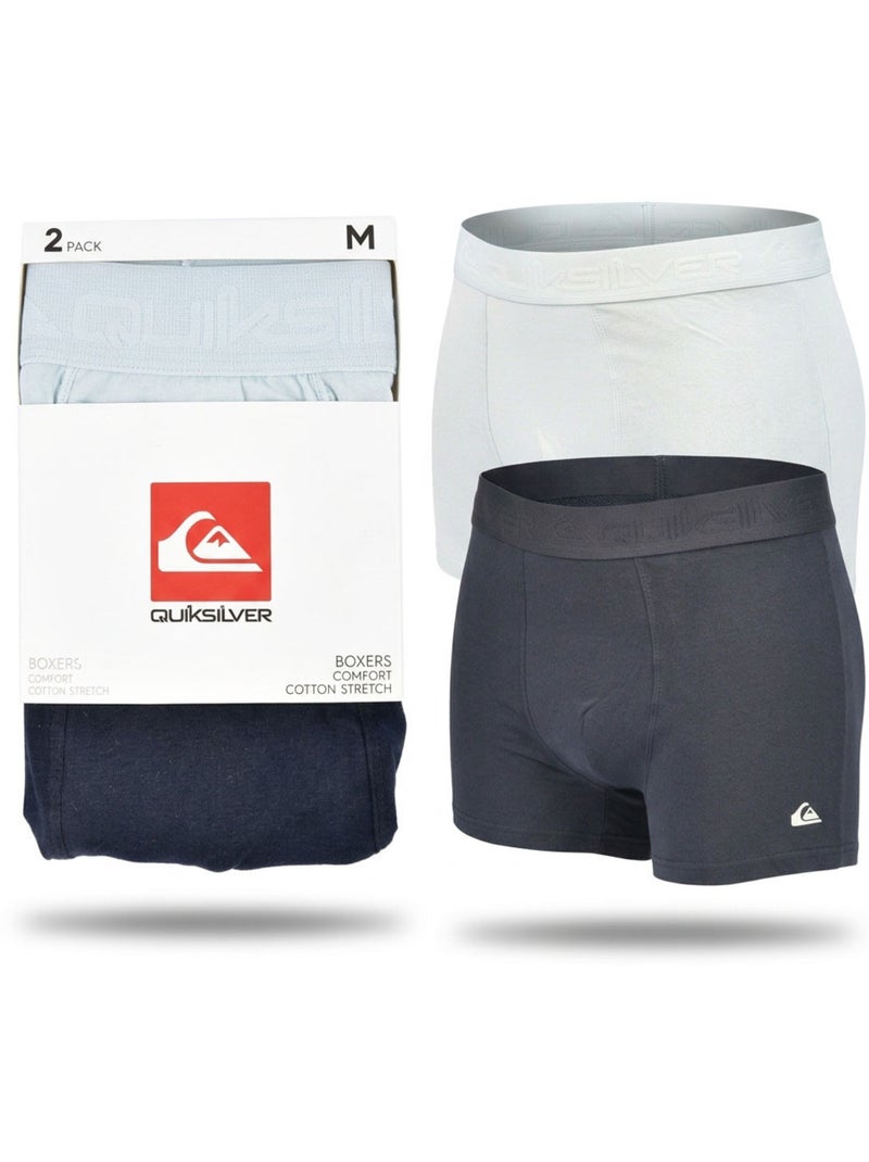 Quiksilver – Confezione 2 Boxer Uomo Cotone Stretch Comfort Nero Blu cielo - Kiabi