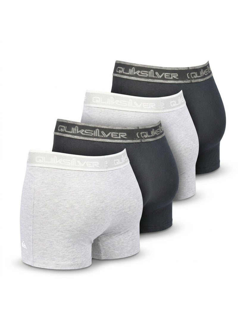 Quiksilver – Confezione 4 Boxer Uomo Comfort Cotone Stretch Nero Grigio - Kiabi