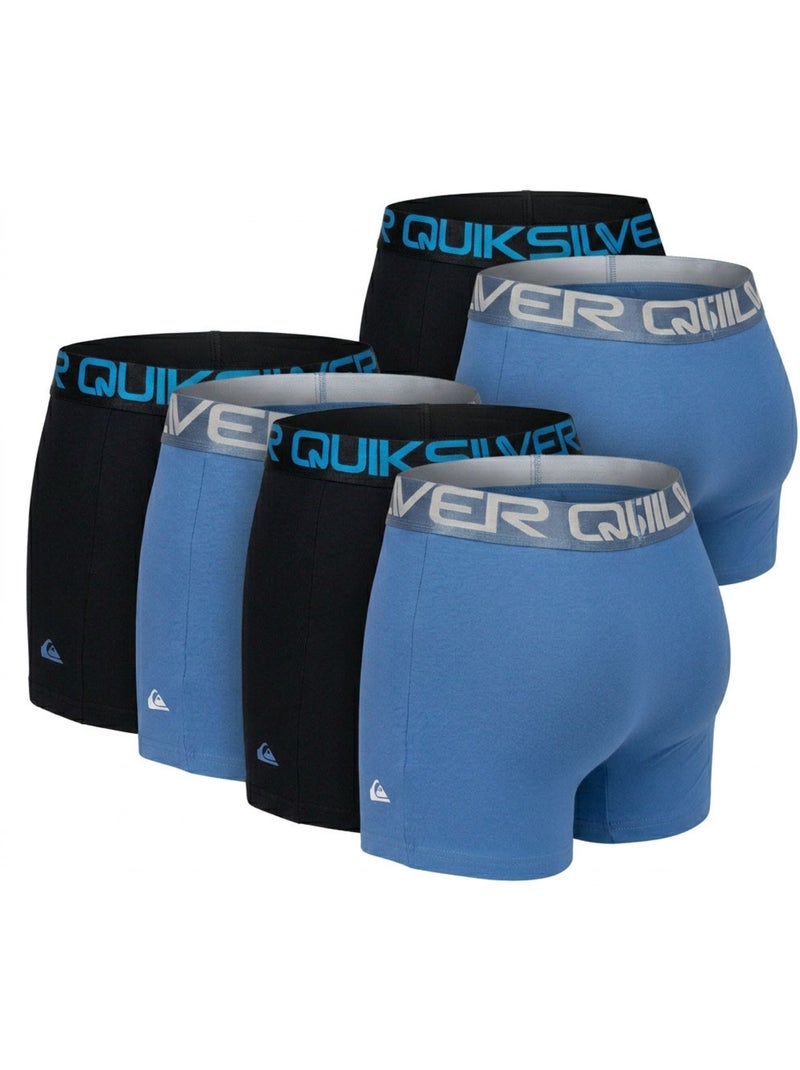 Quiksilver Confezione 6 Boxer Uomo Cotone Stretch Logo Nero Blu - Kiabi