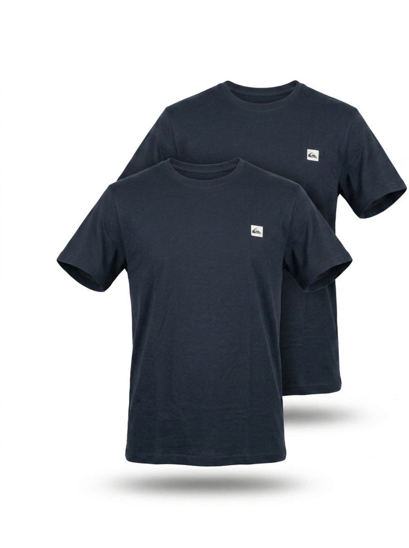Quiksilver Confezione da 2 T-Shirt Uomo 100% Cotone Girocollo o Scollo a V Blu marino - Kiabi