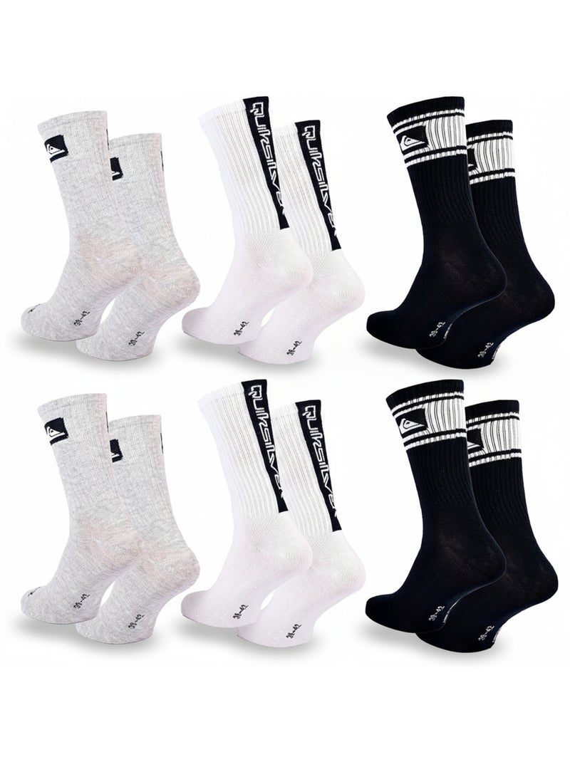 Quiksilver Confezione di calzini da uomo Crew Set da 6 paia Regular Lifestyle Bianco Nero Grigio - Kiabi