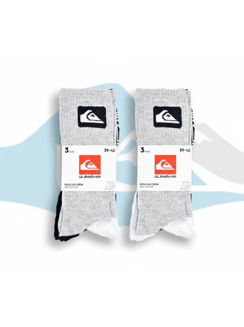 Quiksilver Confezione di calzini da uomo Crew Set da 6 paia Regular Lifestyle Bianco Nero Grigio - Kiabi