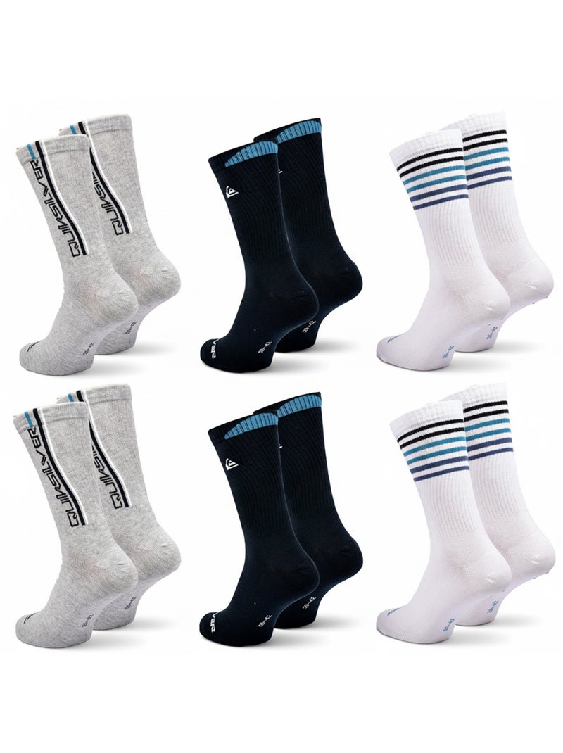 Quiksilver Confezione di calzini da uomo Crew Set da 6 paia Regular Lifestyle Grigio nero bianco - Kiabi