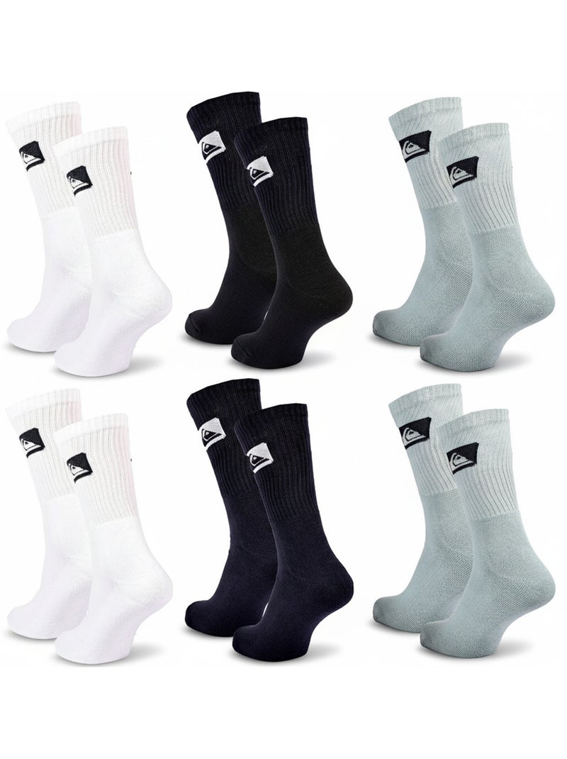 Quiksilver Confezione di calzini da uomo Crew Set da 6 paia Sport Cushioned Bianco Nero Blu - Kiabi