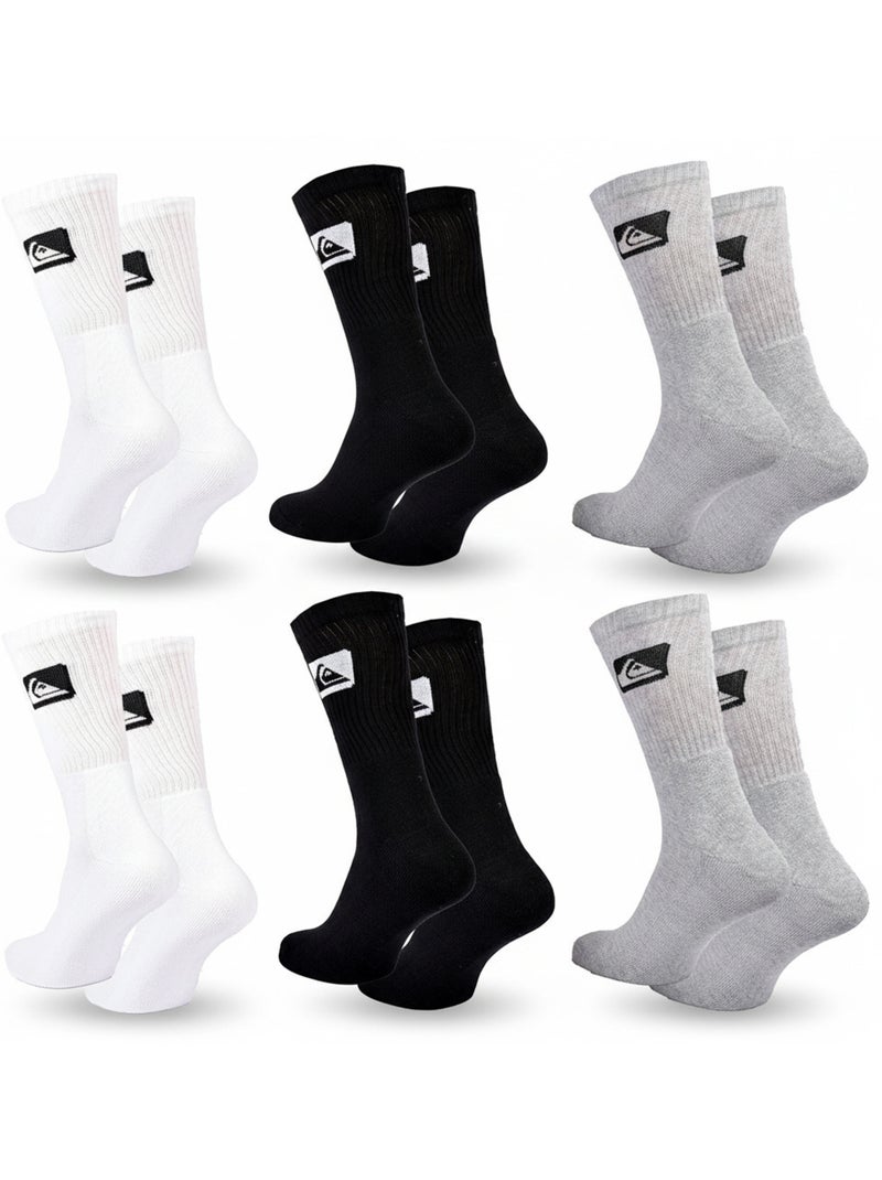 Quiksilver Confezione di calzini da uomo Crew Set da 6 paia Sport Cushioned Bianco Nero Grigio - Kiabi