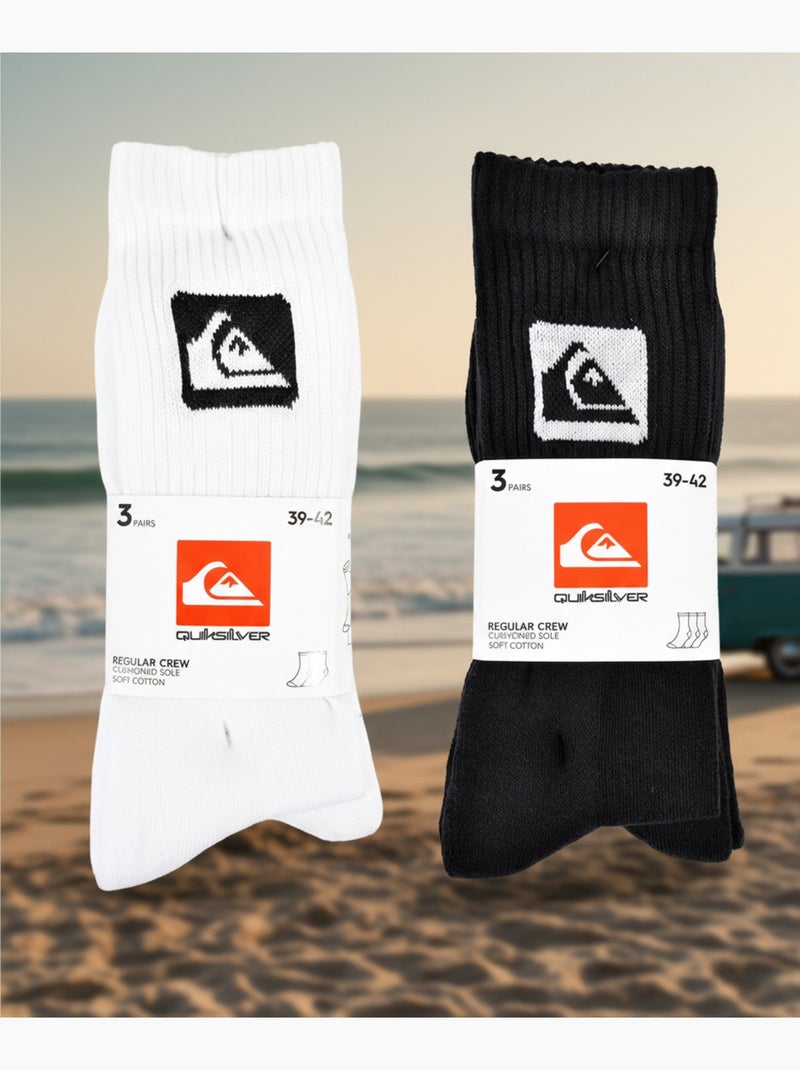 Quiksilver Confezione di calzini da uomo Crew Set da 6 paia Sport Cushioned Bianco Nero - Kiabi