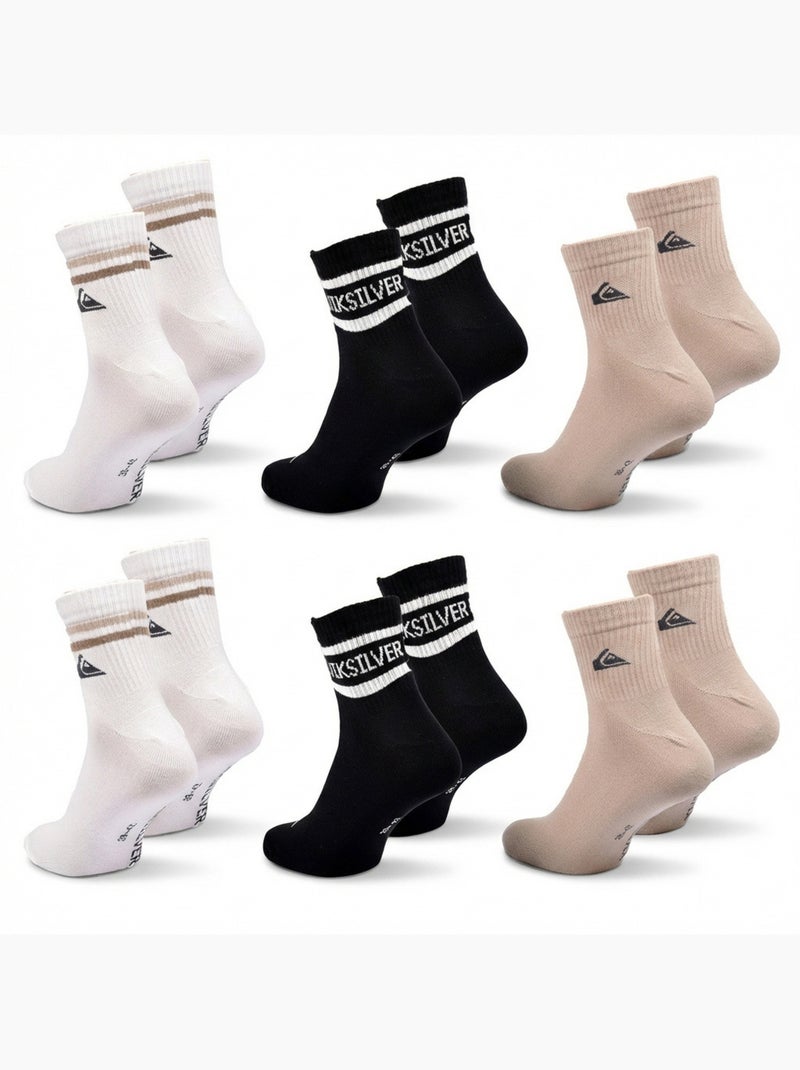 Quiksilver Confezione di calzini da uomo QUARTER Set da 6 paia Sport Bianco Marrone Nero - Kiabi