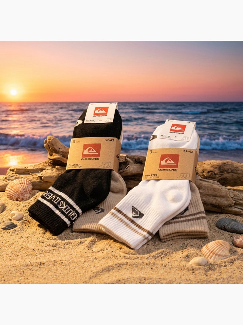 Quiksilver Confezione di calzini da uomo QUARTER Set da 6 paia Sport Bianco Marrone Nero - Kiabi