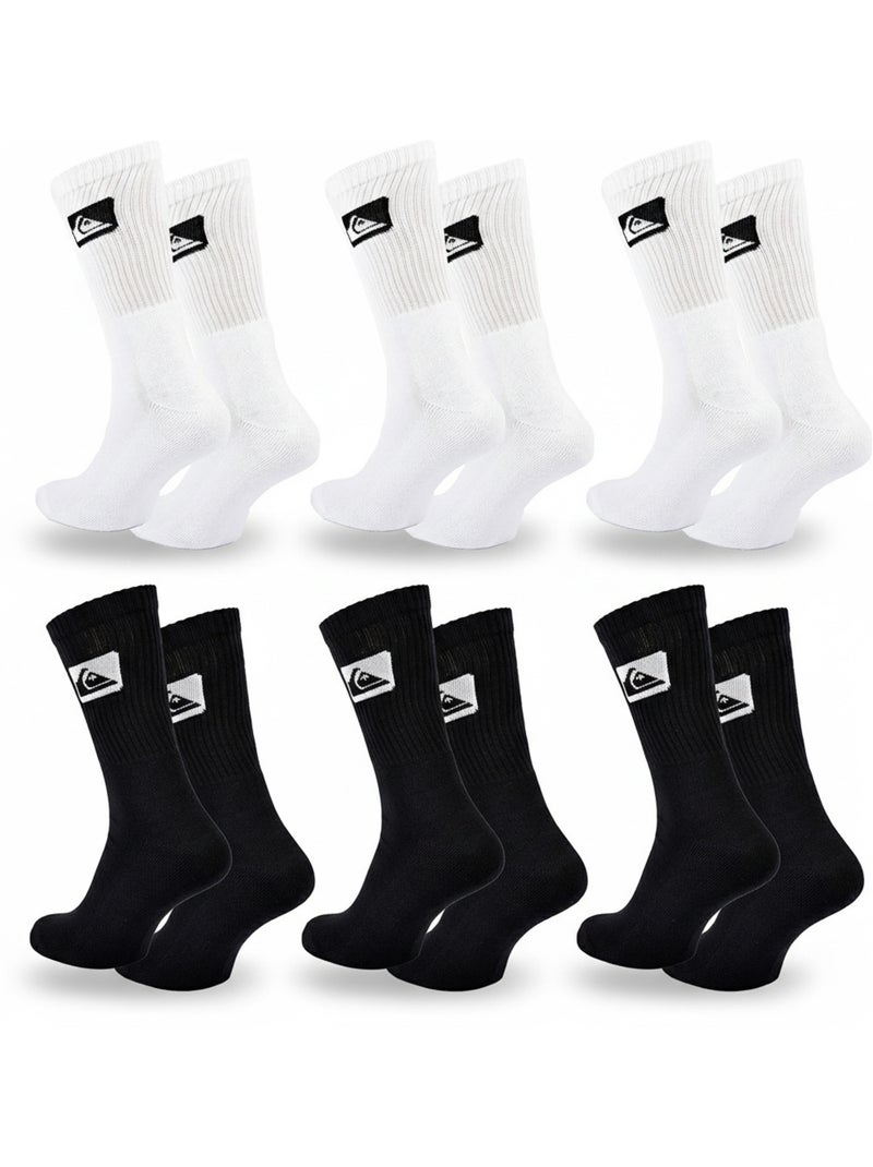 Quiksilver Confezione di calzini per bambini Crew Set da 6 paia Sport Cushioned Bianco Nero - Kiabi