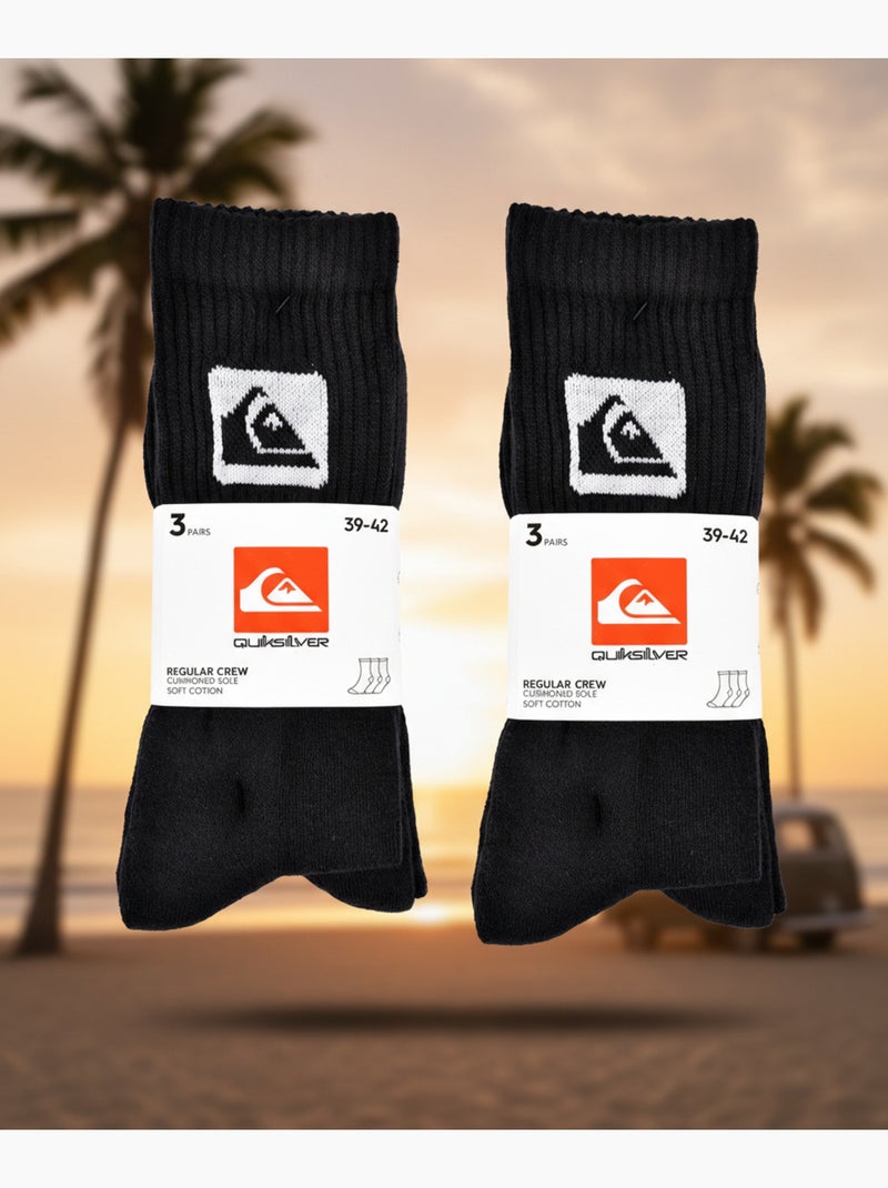 Quiksilver Confezione di calzini per bambini Crew Set da 6 paia Sport Cushioned Nero - Kiabi