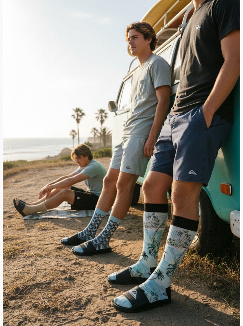 Quiksilver Set di calzini da uomo Crew LONG Lifestyle Set da 2 paia Verde - Kiabi