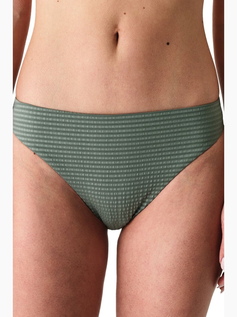 Rana slip bikini testurizzato a vita alta penti Cachi - Kiabi