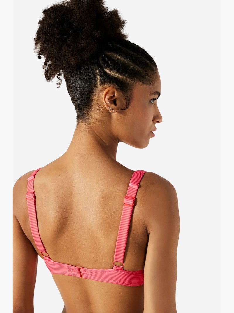 Rancho top bikini a righe con ferretto penti Rosa fluo/Solinotes - Kiabi